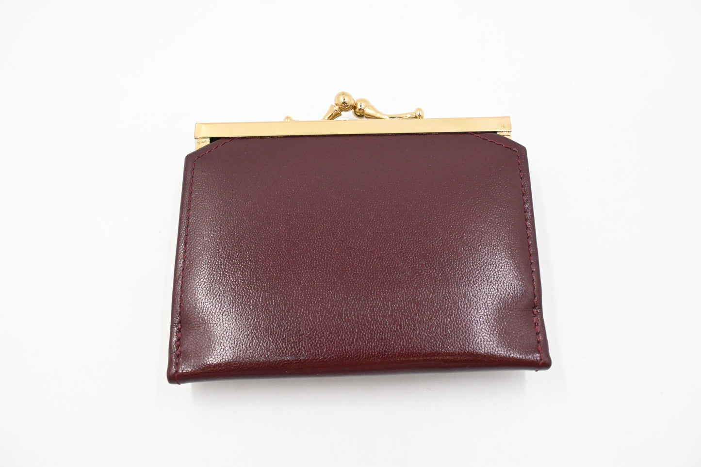 YSL Saint Laurent Compact Kisslock Wallet in Burgundy Leather