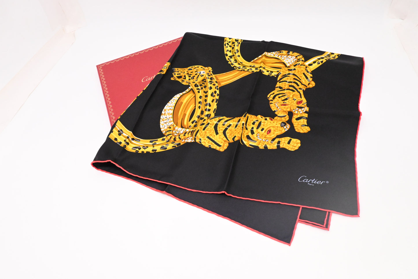 Cartier Tiger Scarf in Black Silk