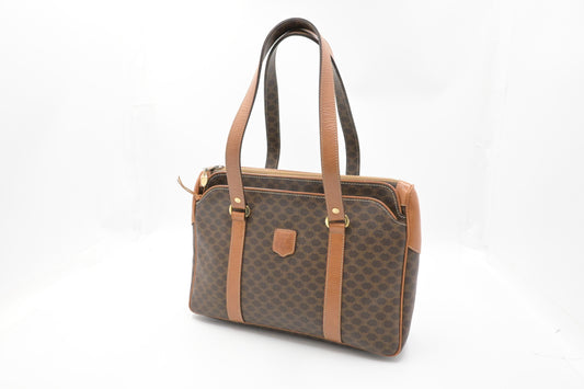 Celine Shoulder Bag in Brown Macadam Canvas