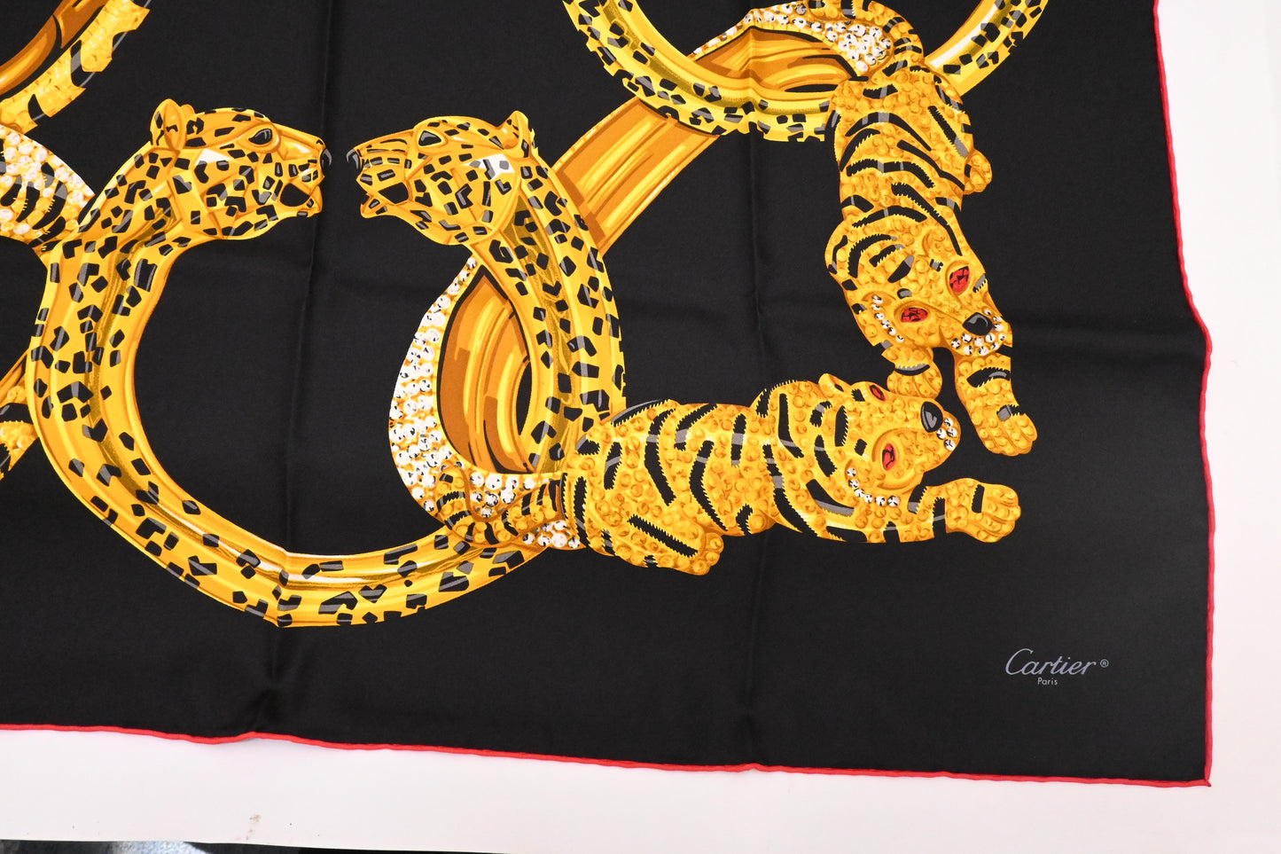 Cartier Tiger Scarf in Black Silk