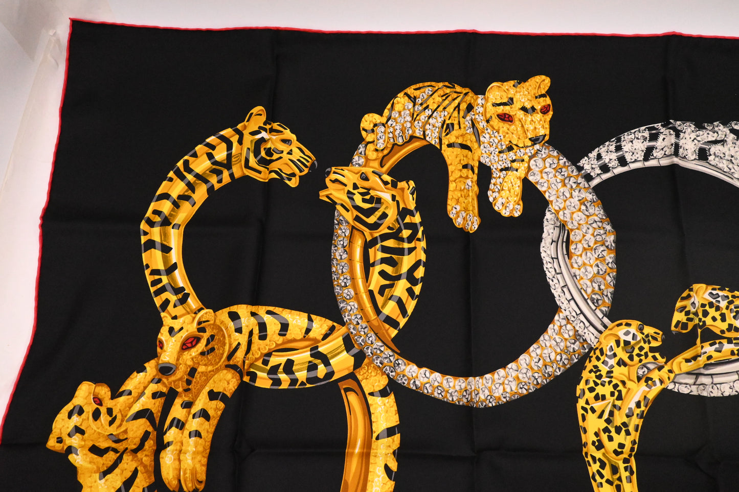 Cartier Tiger Scarf in Black Silk
