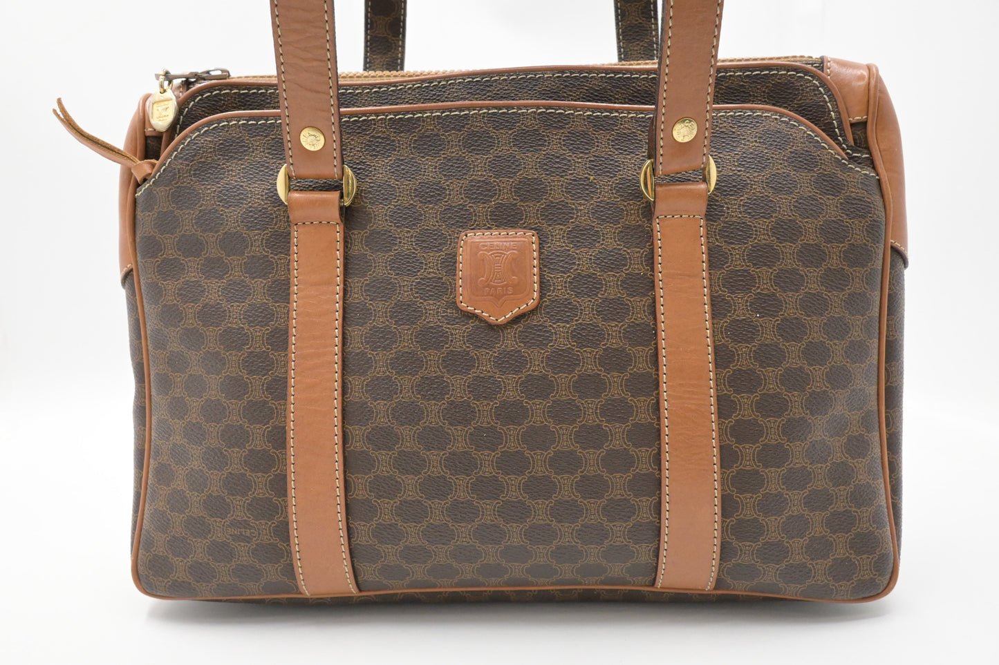 Celine Shoulder Bag in Brown Macadam Canvas