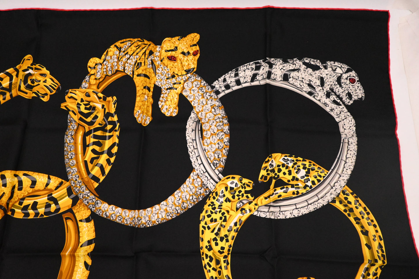 Cartier Tiger Scarf in Black Silk