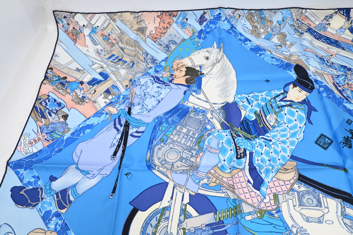 Hermes 'Les Artisans d'Hermes' Carre 90 in Blue Silk