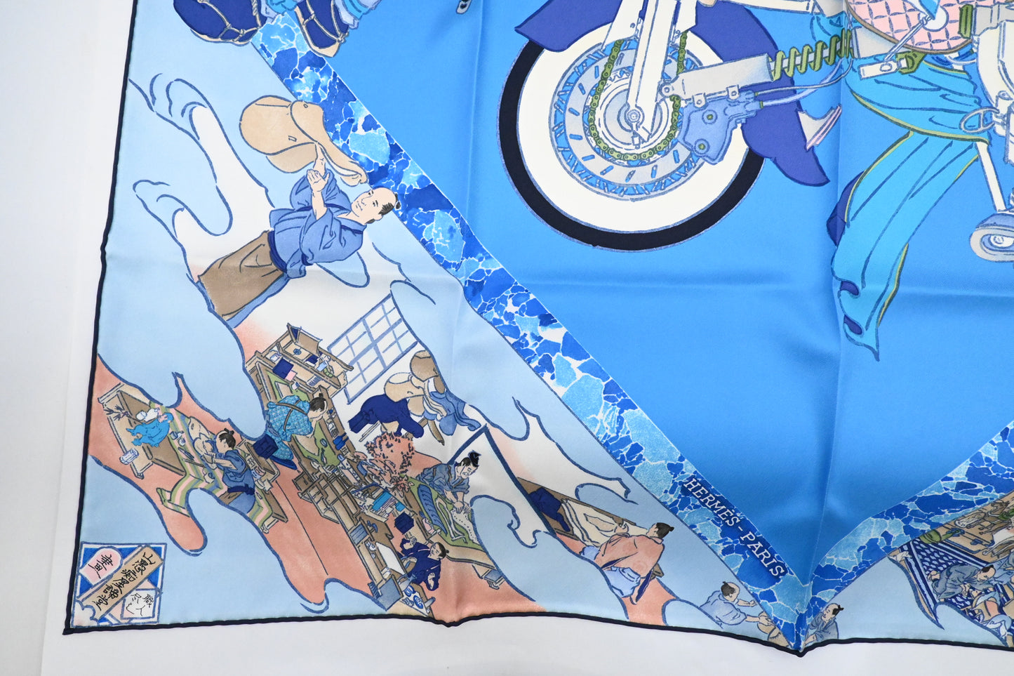 Hermes 'Les Artisans d'Hermes' Carre 90 in Blue Silk