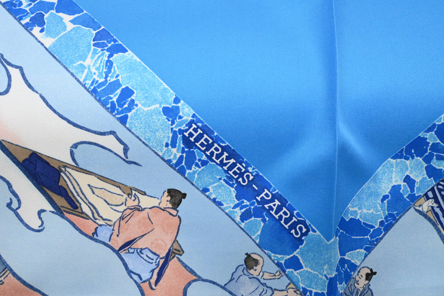 Hermes 'Les Artisans d'Hermes' Carre 90 in Blue Silk