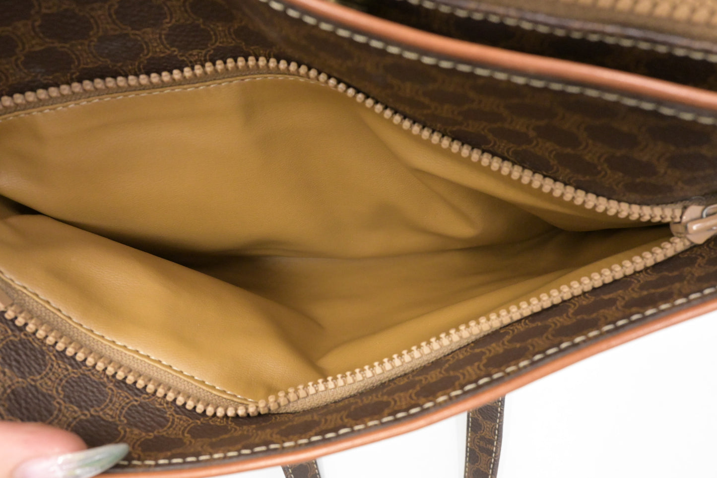 Celine Shoulder Bag in Brown Macadam Canvas