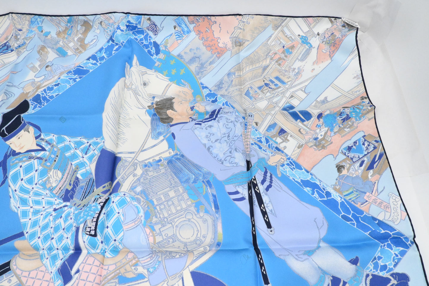 Hermes 'Les Artisans d'Hermes' Carre 90 in Blue Silk