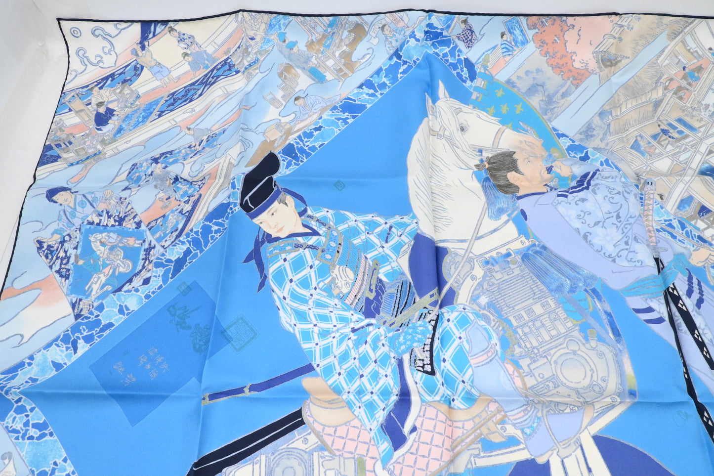 Hermes 'Les Artisans d'Hermes' Carre 90 in Blue Silk