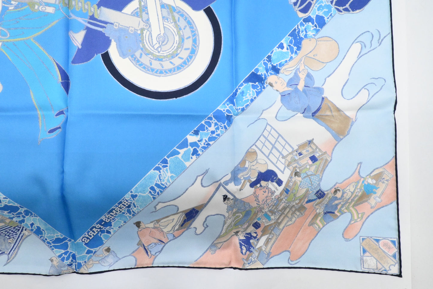 Hermes 'Les Artisans d'Hermes' Carre 90 in Blue Silk