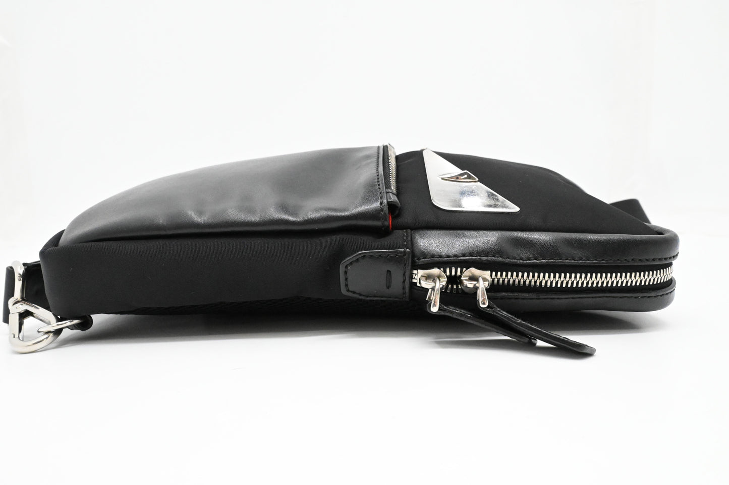 Fendi Monster Crossbody Bag in Black Nylon and Leather