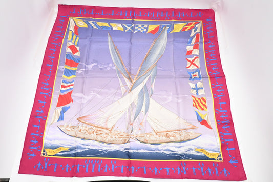Hermes 'En Course' Carre 90 in Fuchsia Silk