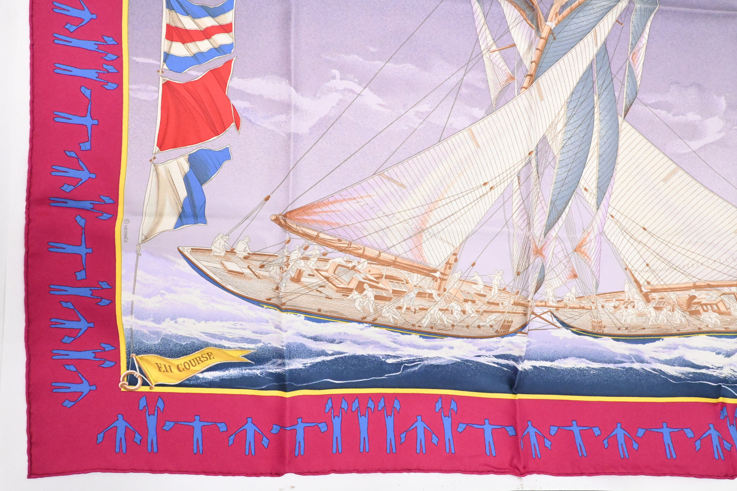 Hermes 'En Course' Carre 90 in Fuchsia Silk
