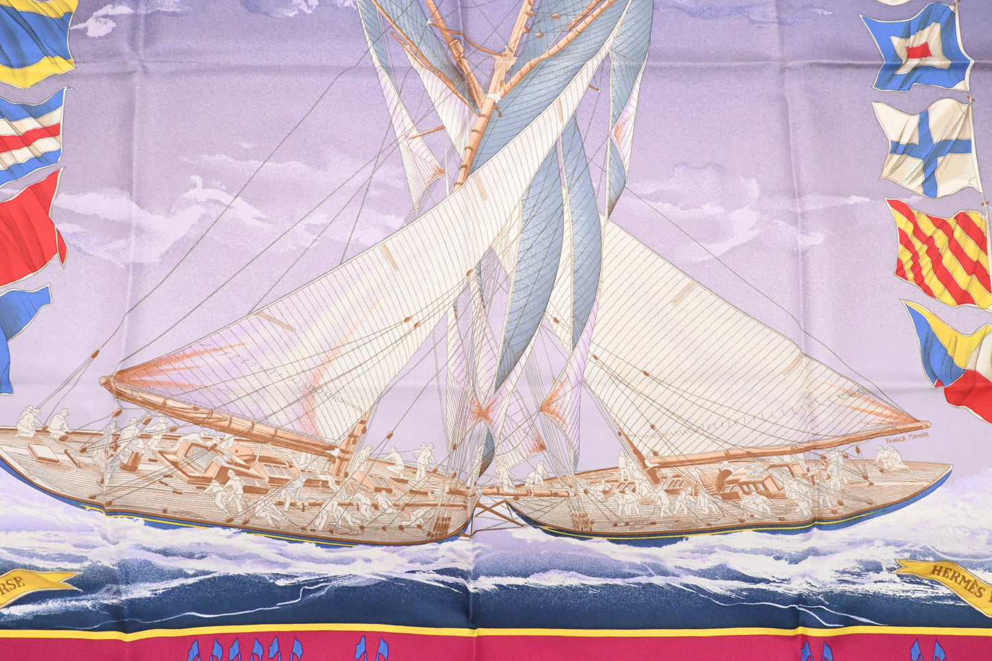 Hermes 'En Course' Carre 90 in Fuchsia Silk