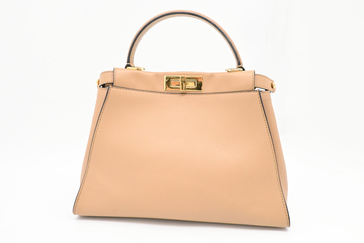 Fendi Medium Peekaboo in Beige Leather