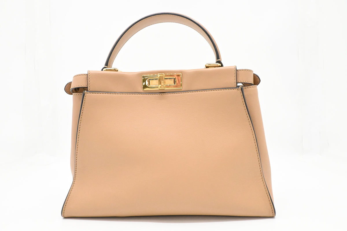 Fendi Medium Peekaboo in Beige Leather