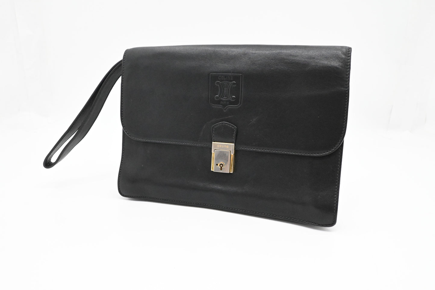 Celine Wristlet in Black Leather