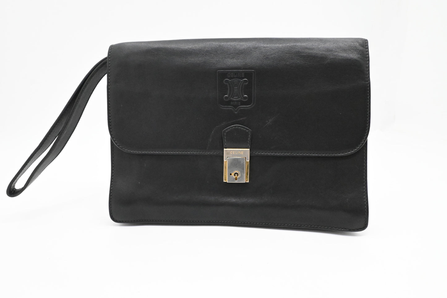 Celine Wristlet in Black Leather