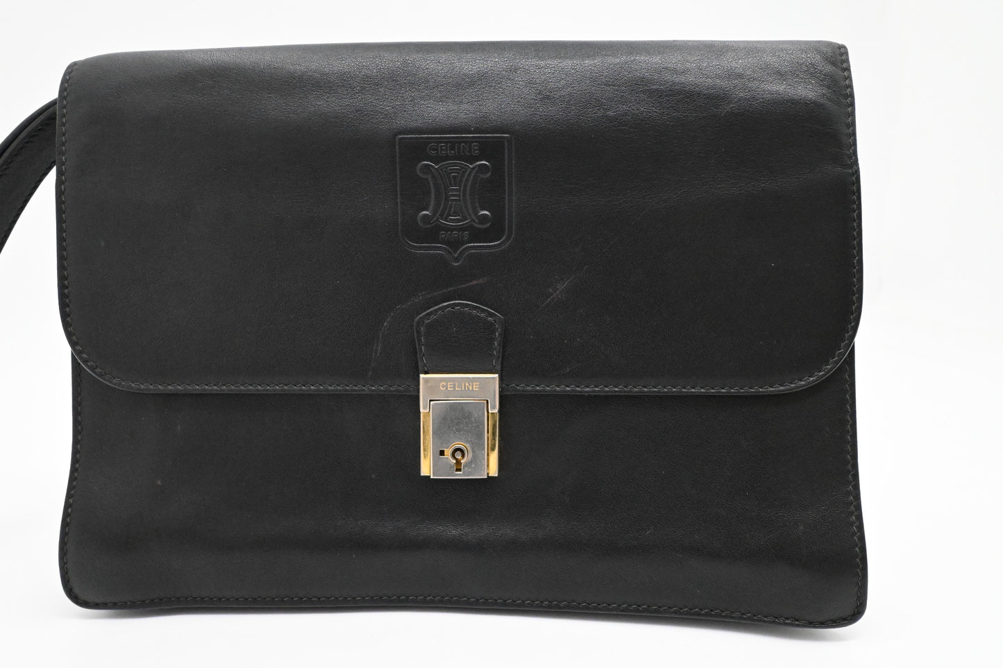 Celine Wristlet in Black Leather