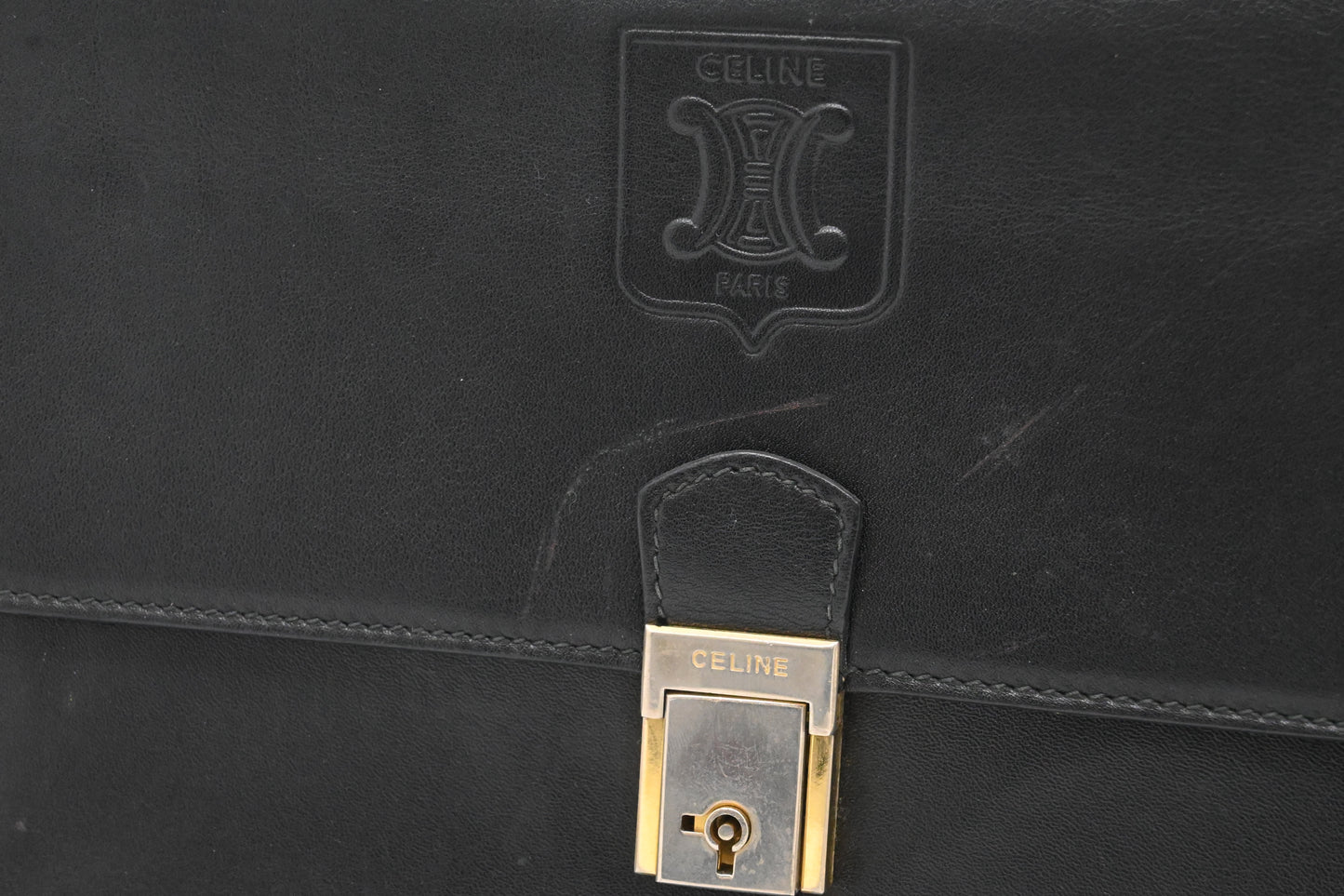 Celine Wristlet in Black Leather