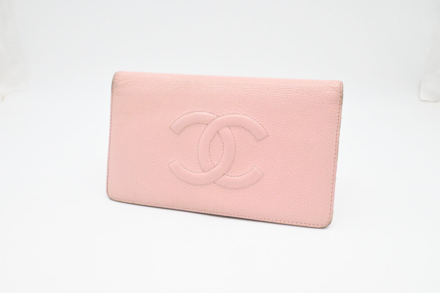 Chanel Bifold Long Wallet in Pale Pink Leather