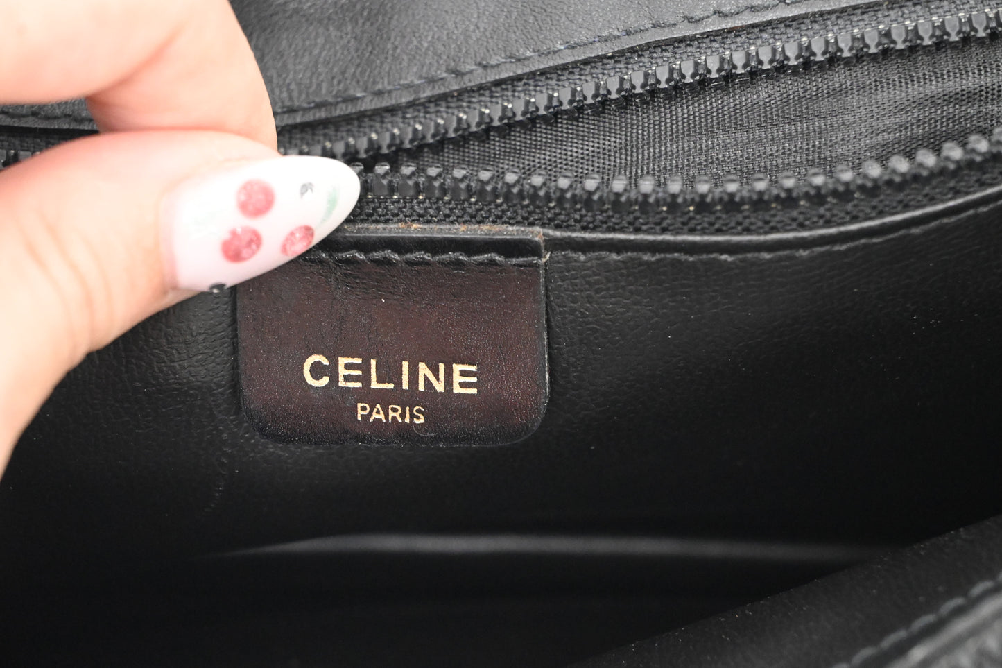 Celine Wristlet in Black Leather