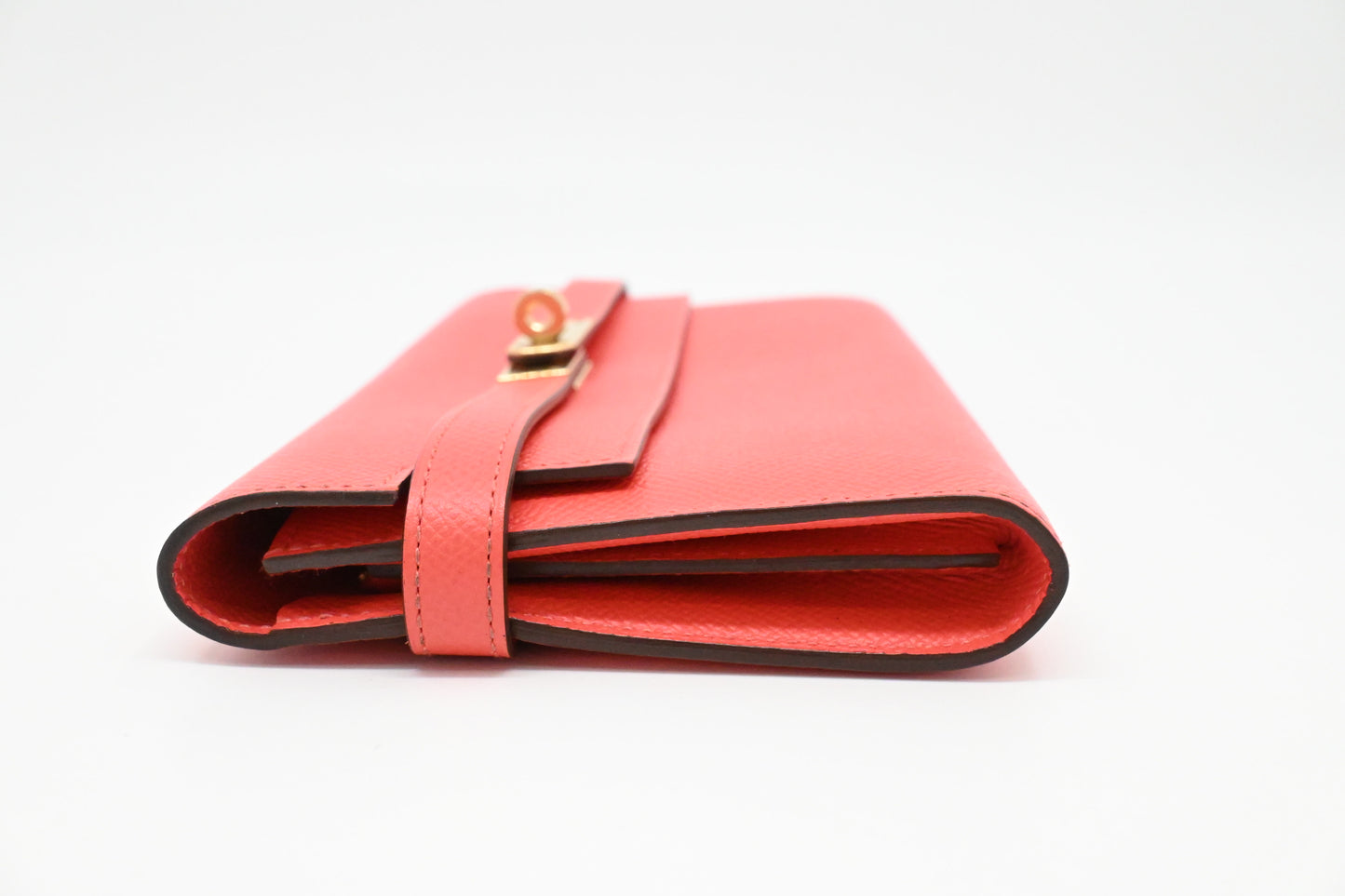 Hermes Kelly Wallet in Grapefruit Leather