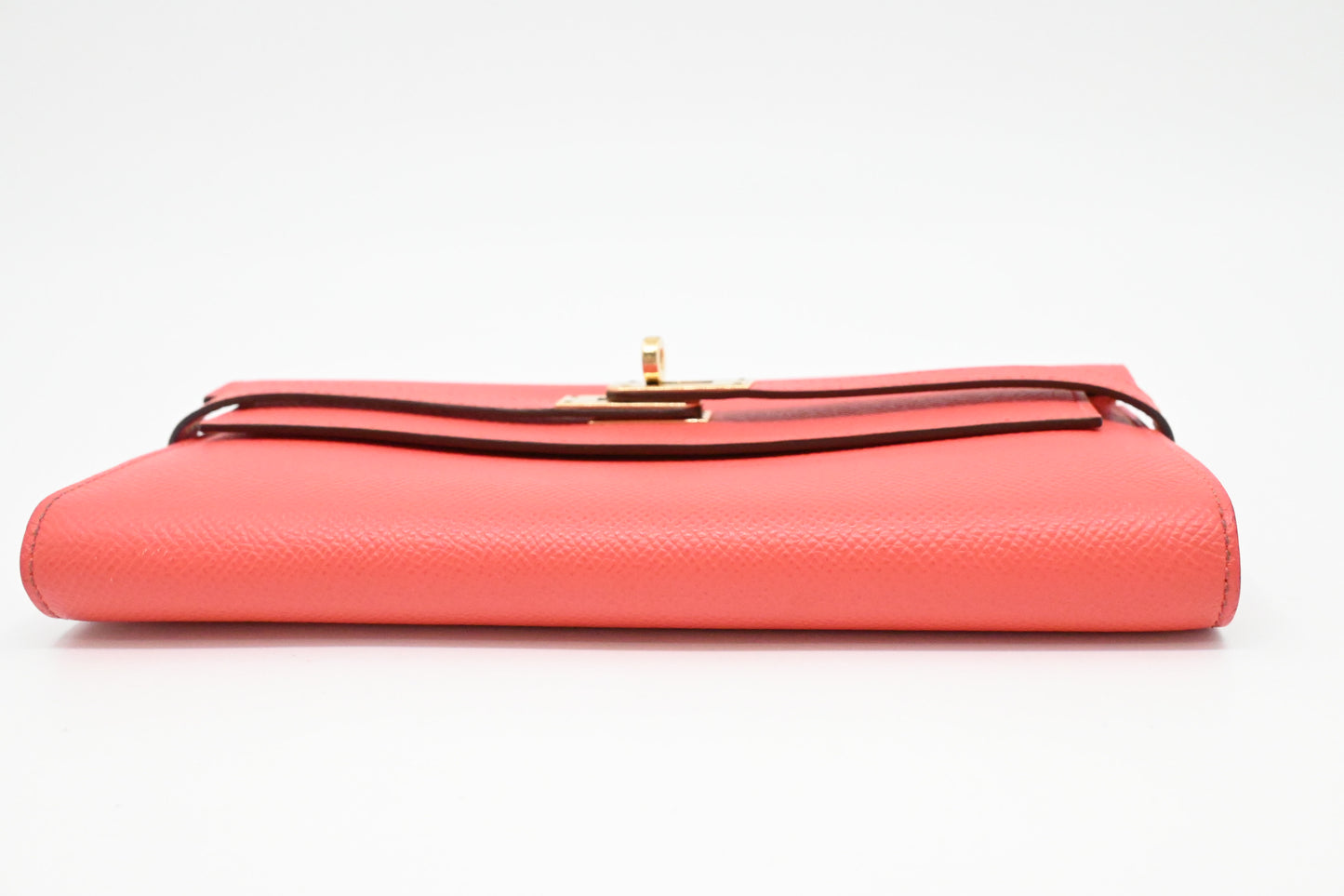 Hermes Kelly Wallet in Grapefruit Leather