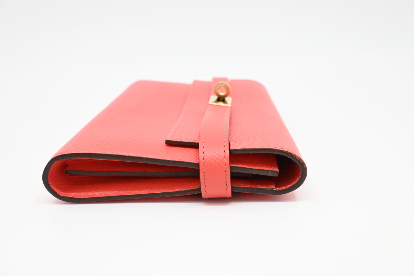 Hermes Kelly Wallet in Grapefruit Leather