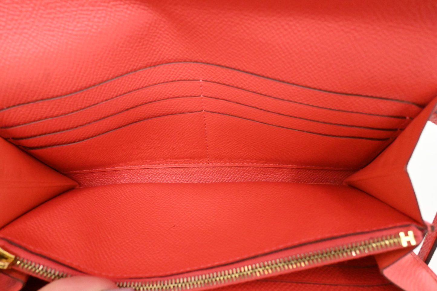 Hermes Kelly Wallet in Grapefruit Leather