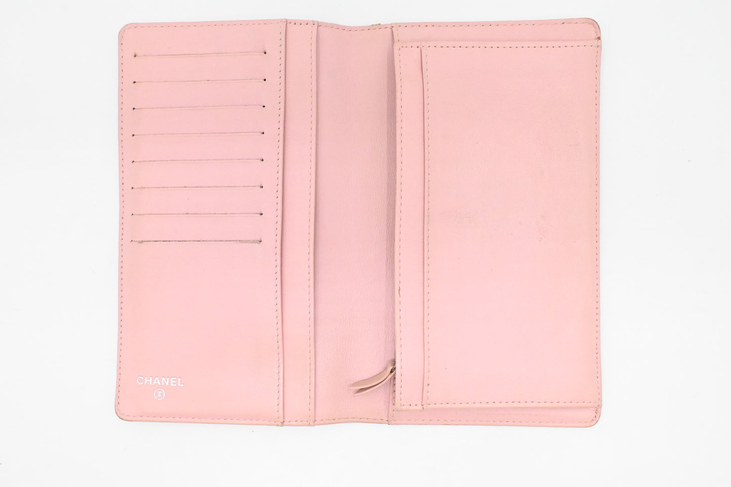 Chanel Bifold Long Wallet in Pale Pink Leather