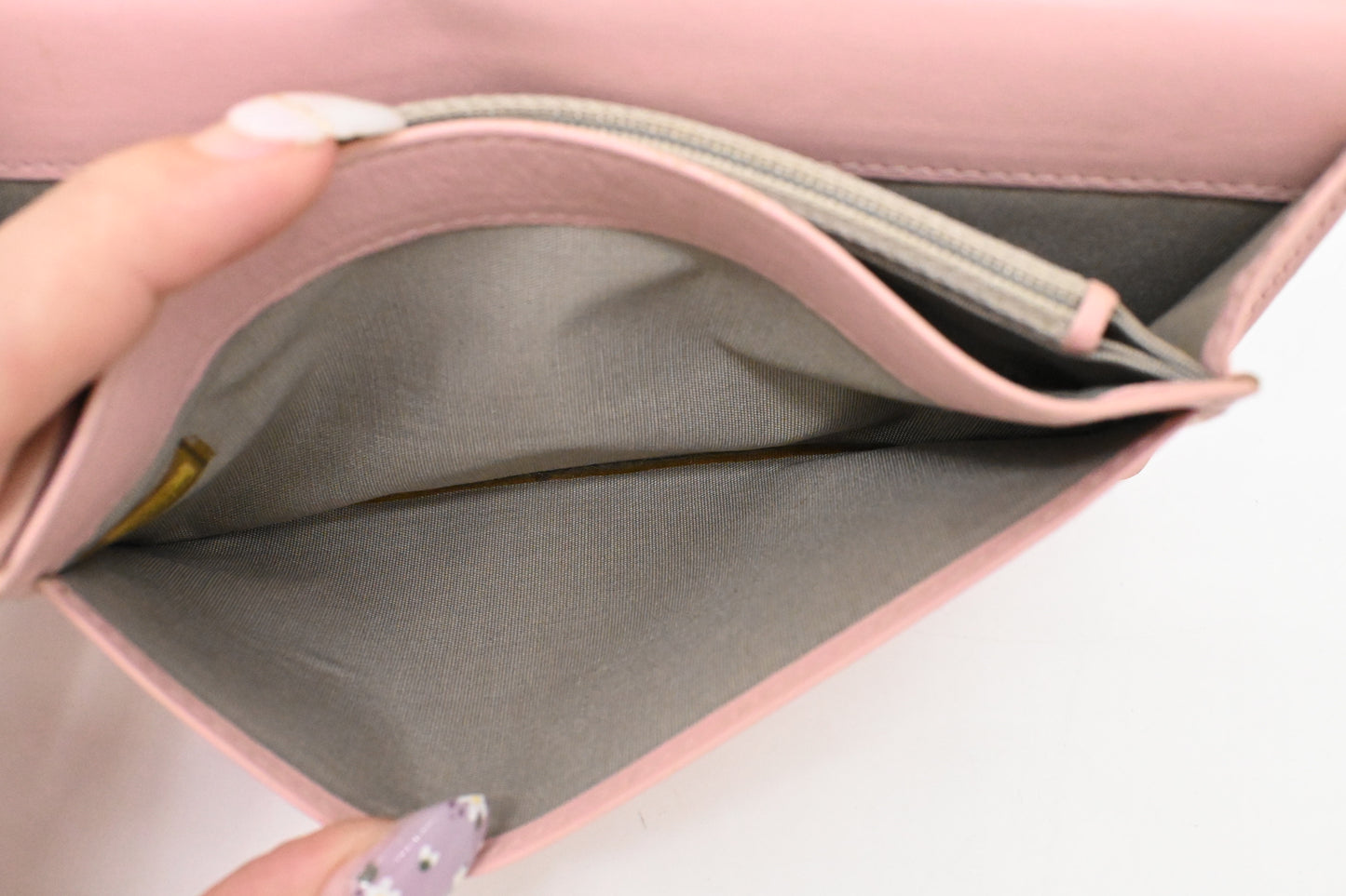 Chanel Bifold Long Wallet in Pale Pink Leather