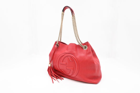 Gucci Soho Chain Shoulder Bag in Red Leather