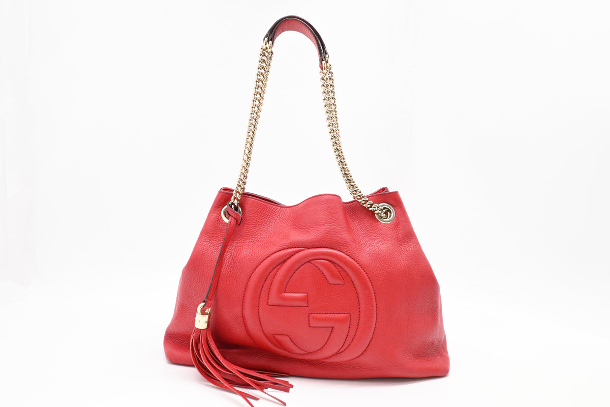 Gucci Soho Chain Shoulder Bag in Red Leather