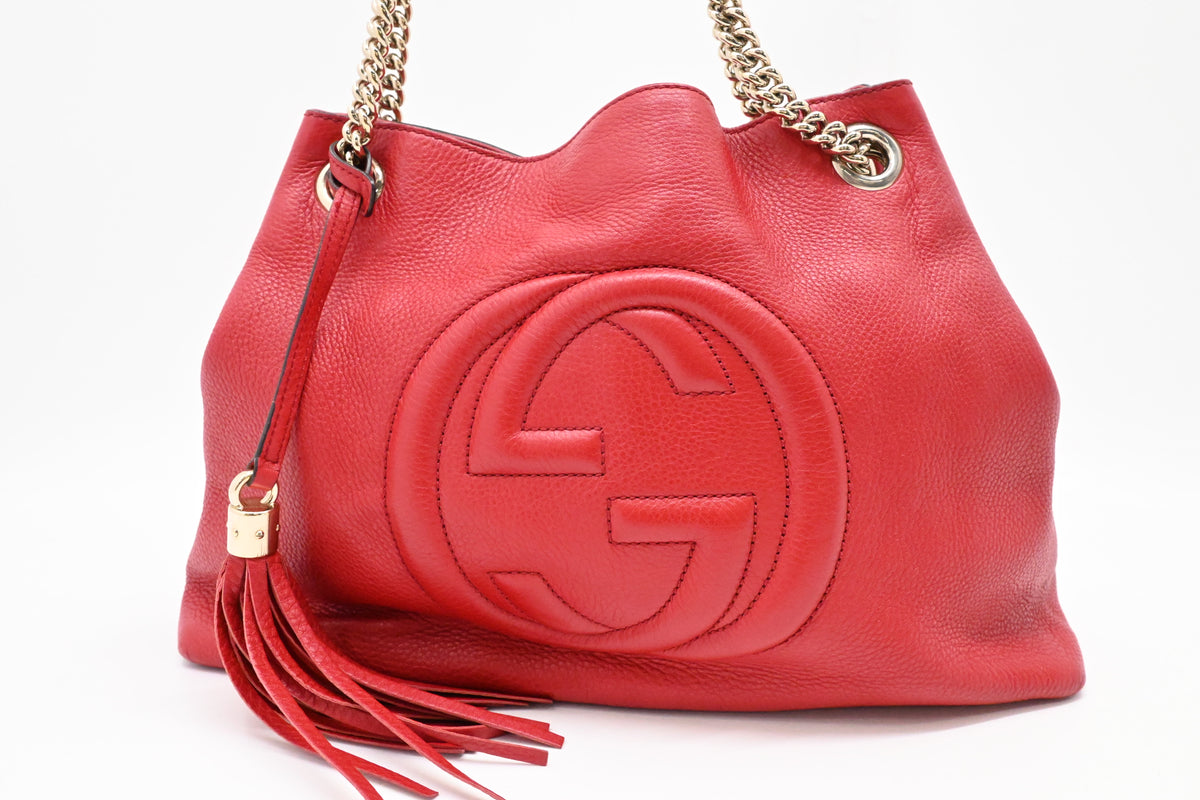 Gucci Soho Chain Shoulder Bag in Red Leather