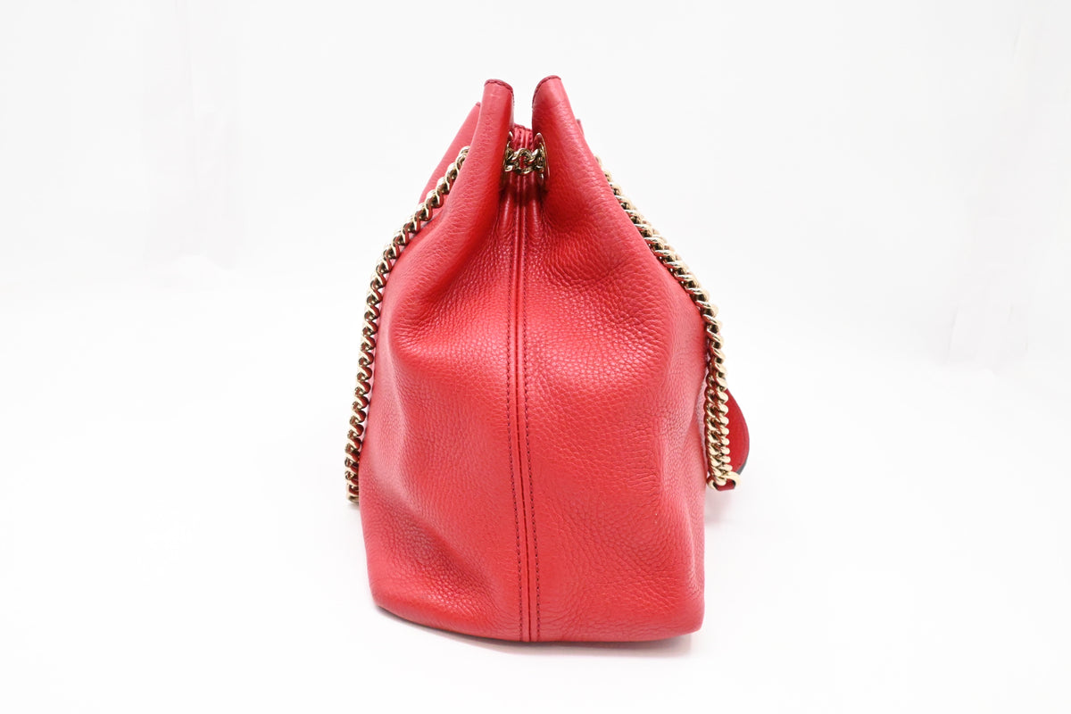Gucci Soho Chain Shoulder Bag in Red Leather