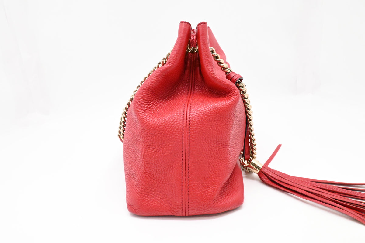 Gucci Soho Chain Shoulder Bag in Red Leather