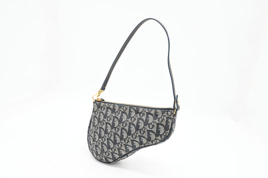 Dior Saddle Pouch in Blue Oblique Canvas