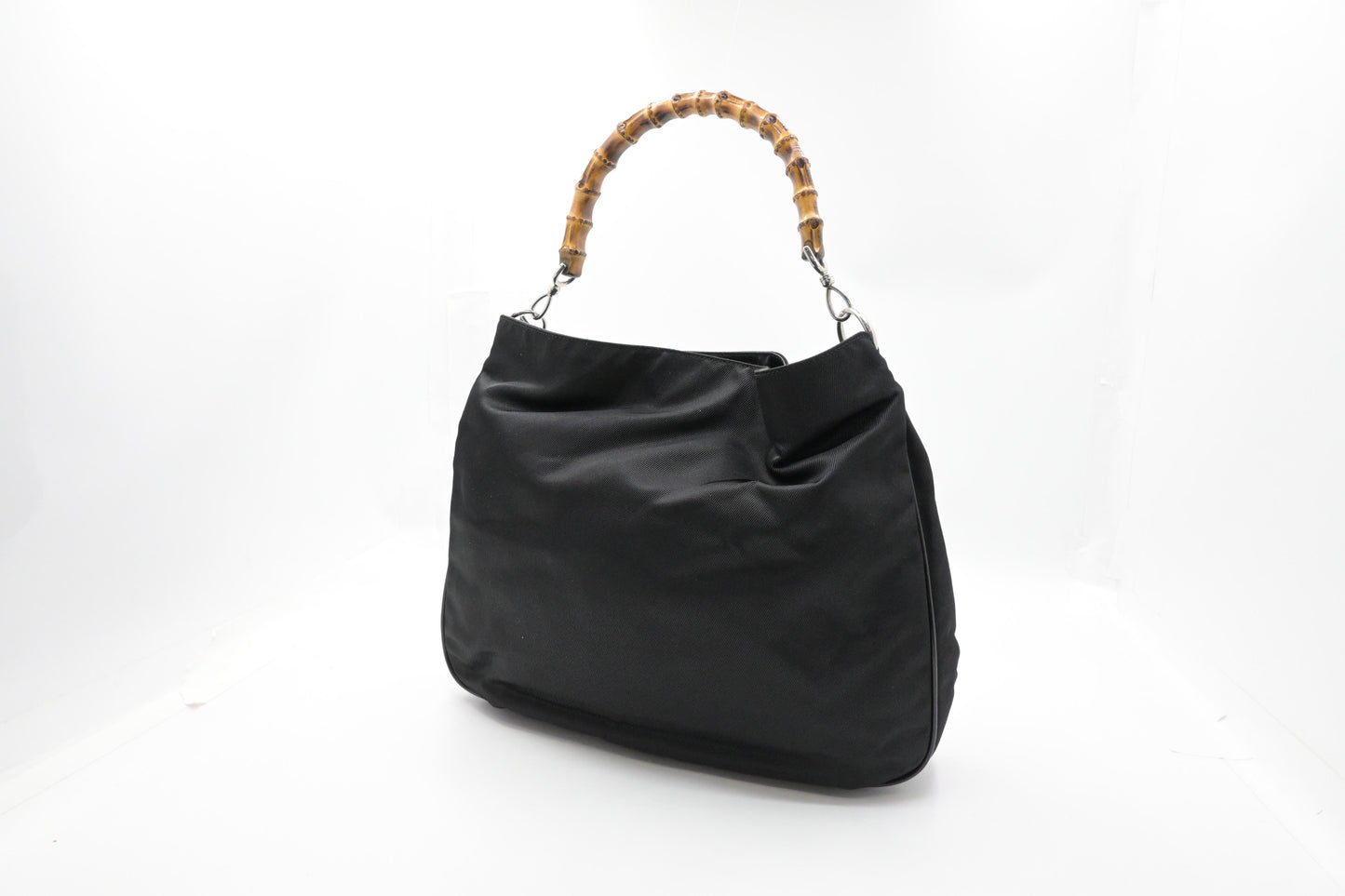 Gucci Bamboo Shoulder Bag in Black Canvas