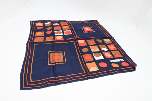 Dior Scarf in Navy Blue, Brown and Red Silk