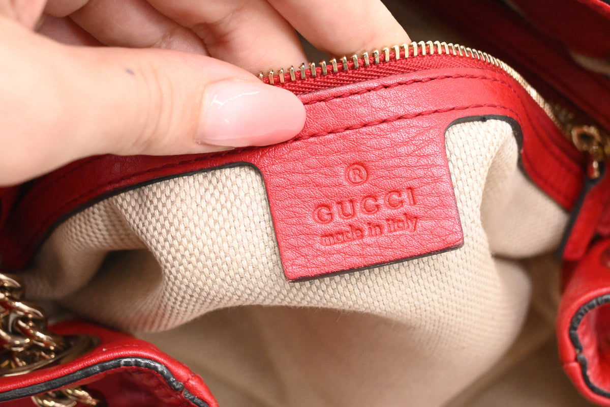 Gucci Soho Chain Shoulder Bag in Red Leather