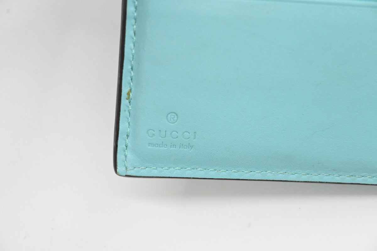 Gucci Compact Wallet in Light Blue Guccissima Leather