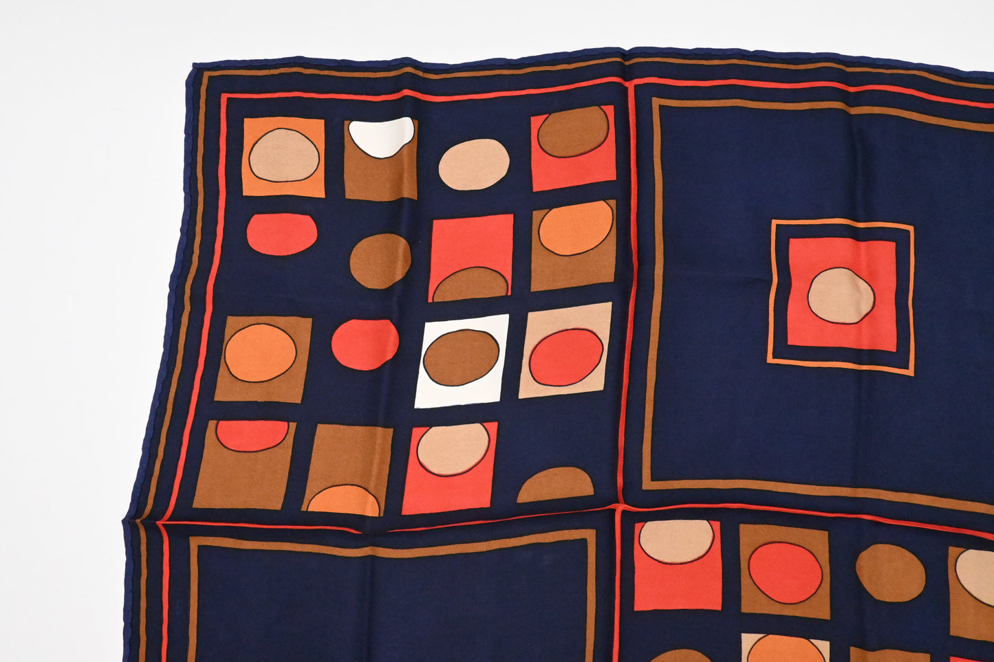 Dior Scarf in Navy Blue, Brown and Red Silk