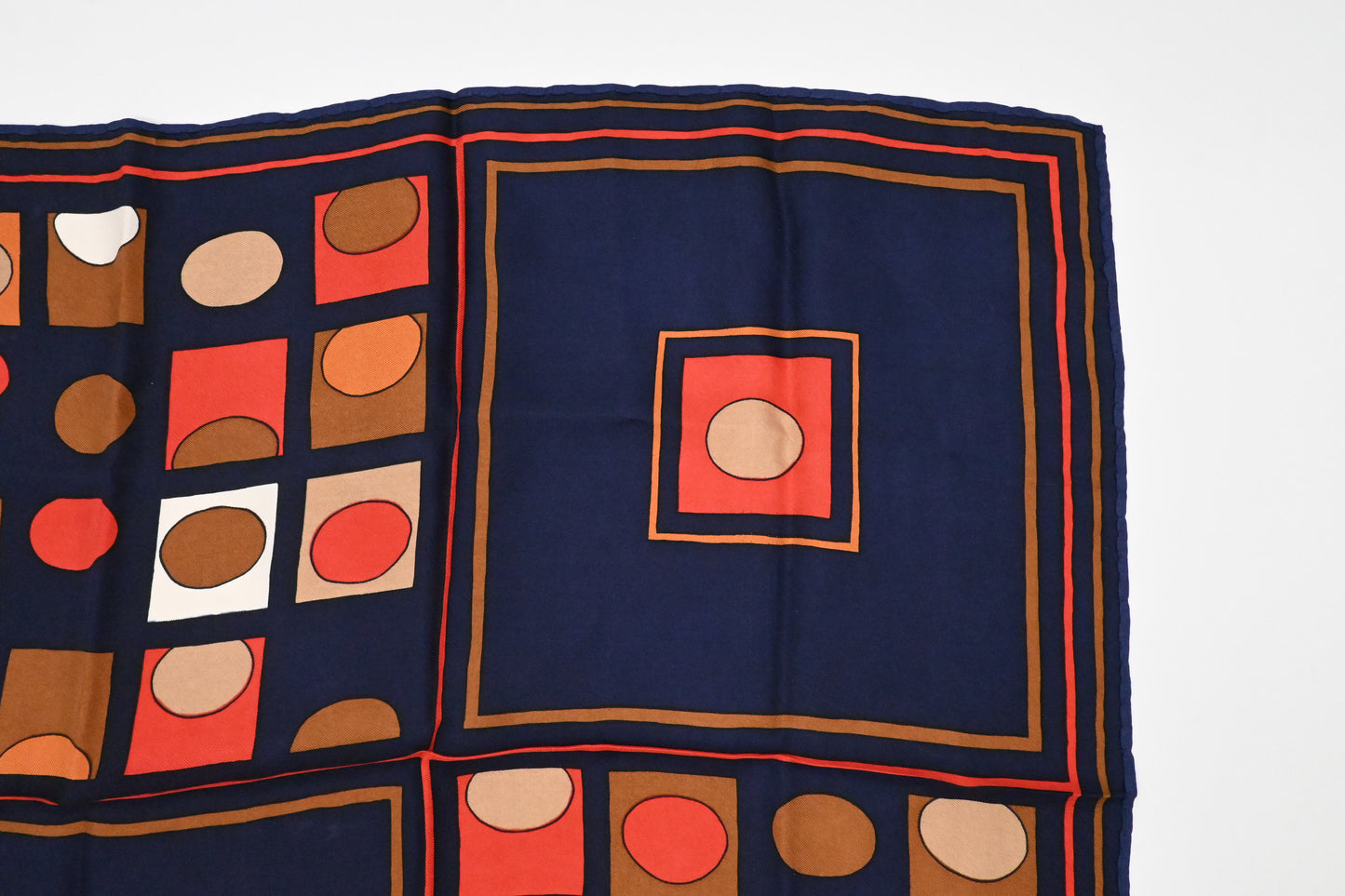 Dior Scarf in Navy Blue, Brown and Red Silk