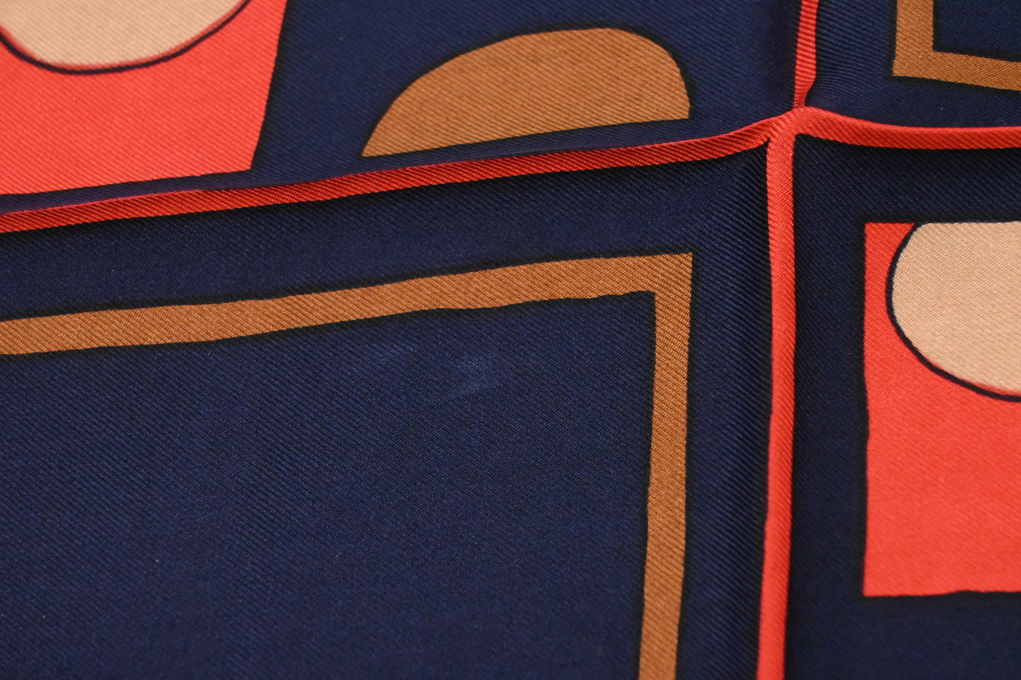 Dior Scarf in Navy Blue, Brown and Red Silk