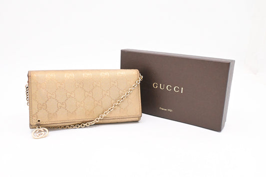 Gucci Chain Wallet in Gold Leather