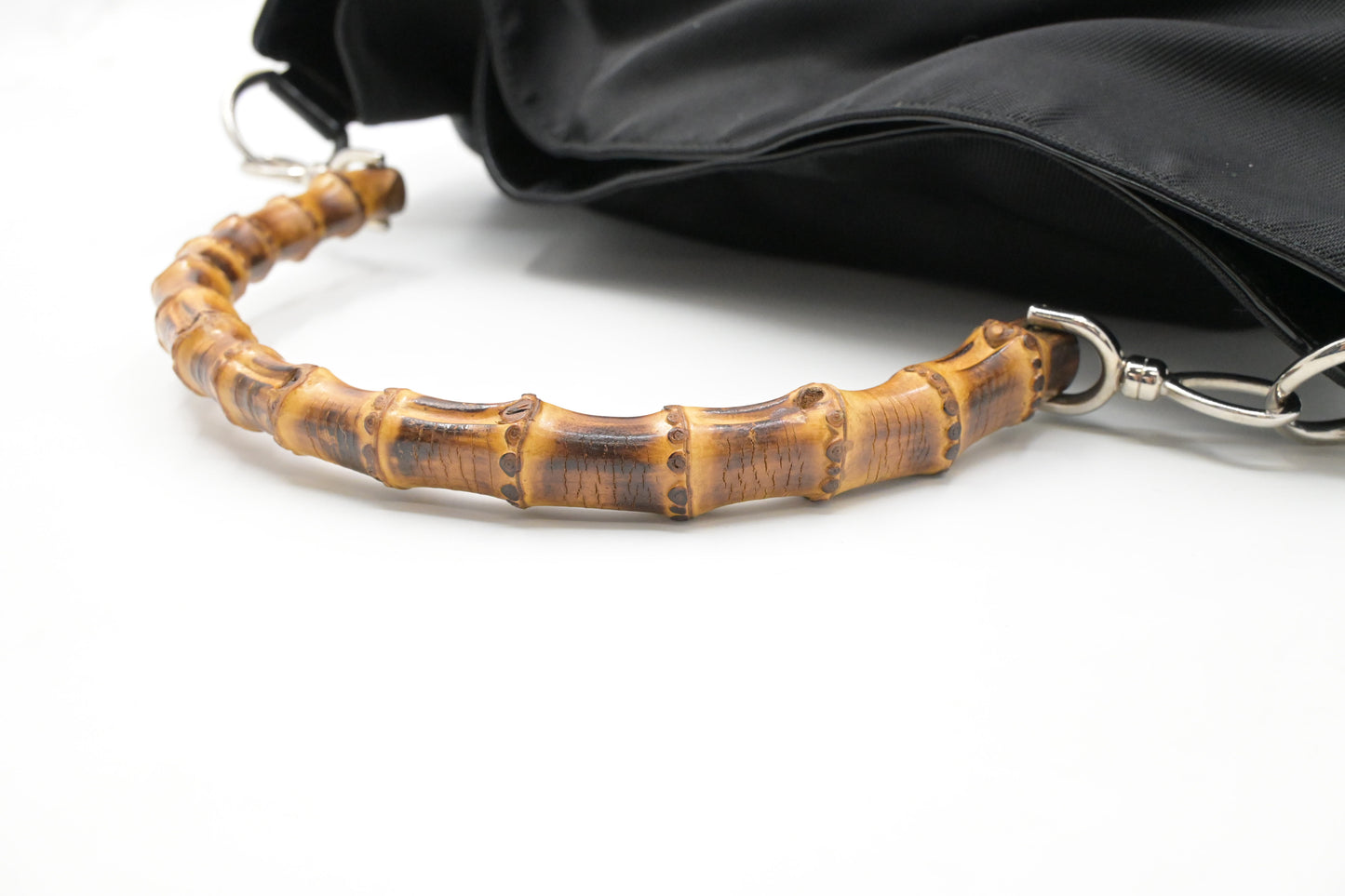 Gucci Bamboo Shoulder Bag in Black Canvas
