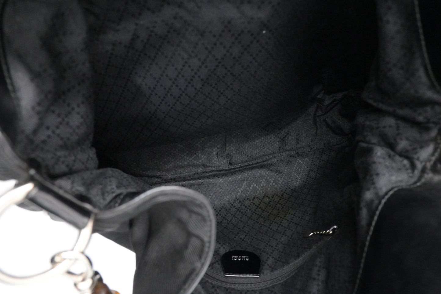 Gucci Bamboo Shoulder Bag in Black Canvas