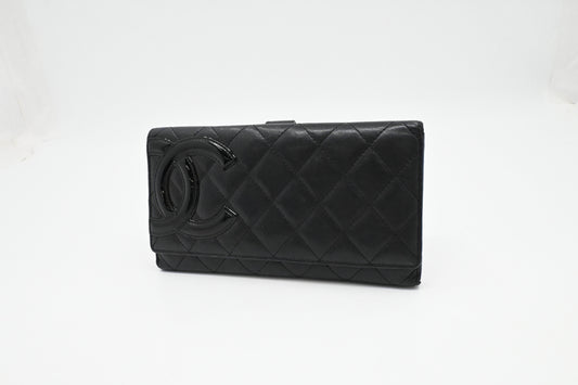 Chanel Cambon Wallet in Black Matelasse Leather
