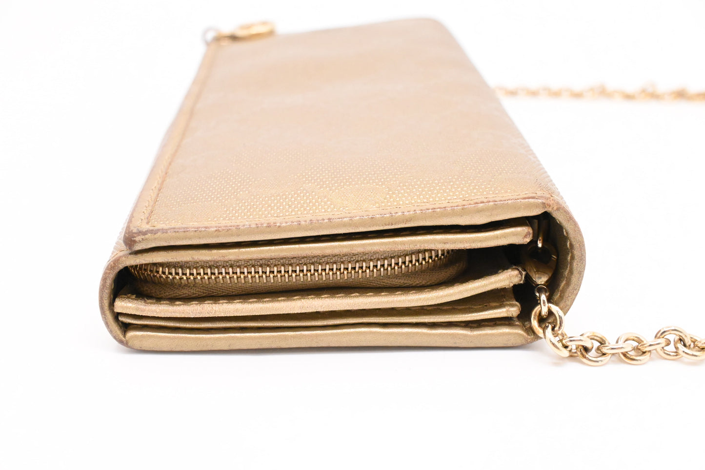 Gucci Chain Wallet in Gold Leather